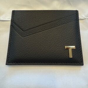 Tiffany & Co. Black Card Holder with Gold Accent